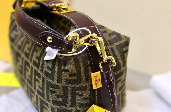 FENDI ZUCCA JACQUARD MINI POUCH BAG BROWN 27CM - Image 6