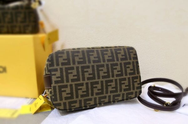 FENDI ZUCCA JACQUARD MINI POUCH BAG BROWN 27CM - Image 7