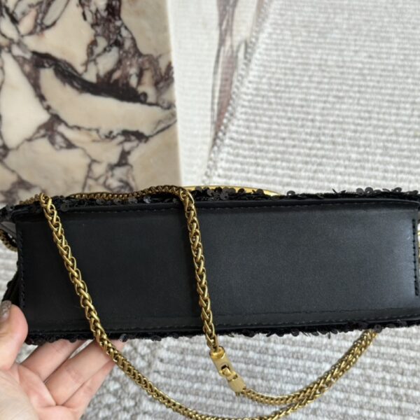 VALENTINO LOCO MEDIUM VLOGO SEQUINS SHOULDER BAG BLACK 26CM - Image 5