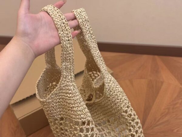 SAINT LAURENT RAFFIA ICARE TOTE BAG NATUREL AND BROWN GOLD 45CM 772191GAAEK2063 - Image 4