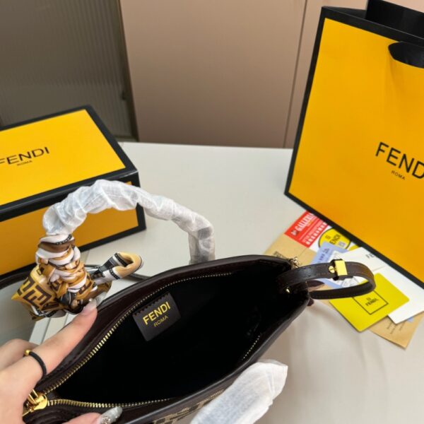 FENDI MINI ROLL FF JACQUARD MINI BAG BROWN 18CM - Image 2