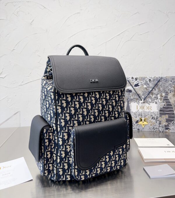 DIOR SADDLE BACKPACK OBLIQUE JACQUARD AND GRAINED LEATHER BLACK 40CM 1ADBA041YKS H27E - Image 2