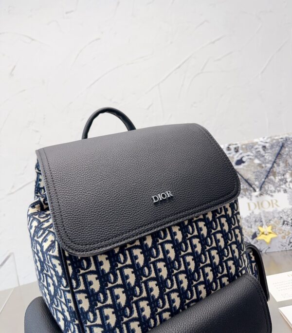 DIOR SADDLE BACKPACK OBLIQUE JACQUARD AND GRAINED LEATHER BLACK 40CM 1ADBA041YKS H27E - Image 7