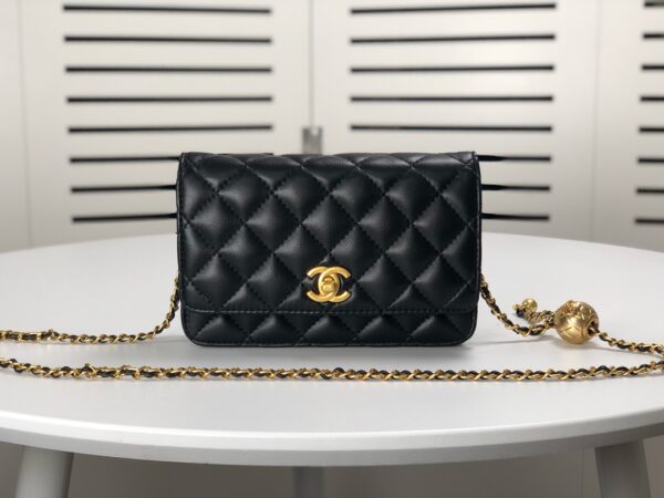 CHANEL WOC FALP PEARL CRUSH BAG WITH CHAIN BLACK 19CM - Image 9