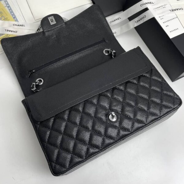 CHANEL CLASSIC FLAP SLIVER HARDWARE BLACK 33CM - Image 5