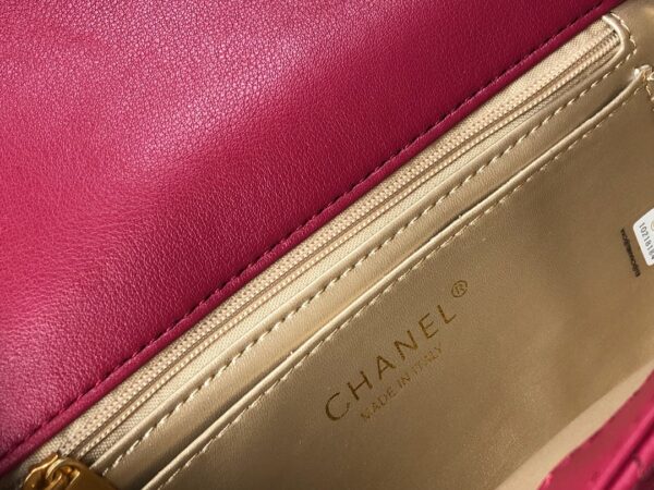 CHANEL QUILTED MINI CC RECTANGULAR PEARL CRUSH FLAP BAG RED 20CM - Image 4