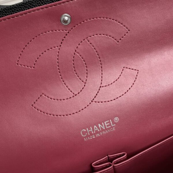 CHANEL CLASSIC FLAP SLIVER HARDWARE BLACK 33CM - Image 10