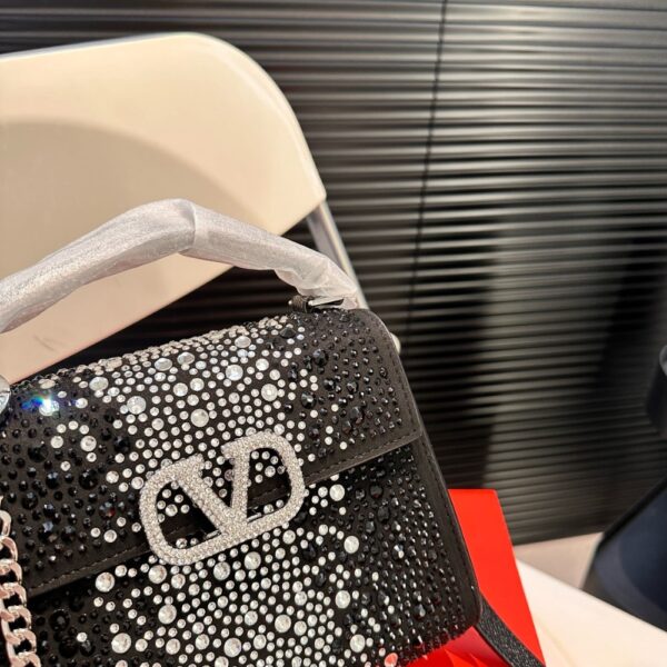 VALENTINO GARAVANI VSLING CRYSTAL EMBELLISHED BAG IN BLACK 19CM - Image 3