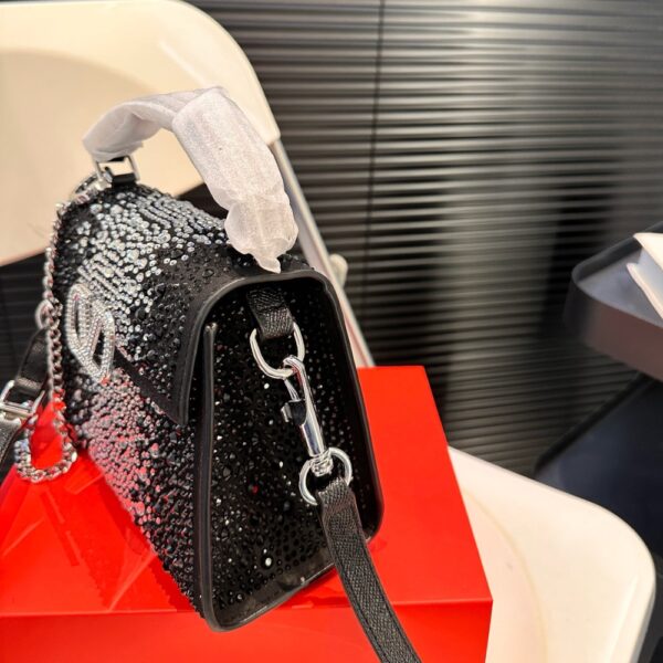 VALENTINO GARAVANI VSLING CRYSTAL EMBELLISHED BAG IN BLACK 19CM - Image 4