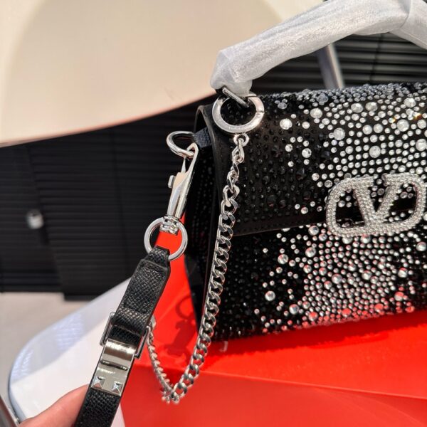 VALENTINO GARAVANI VSLING CRYSTAL EMBELLISHED BAG IN BLACK 19CM - Image 5