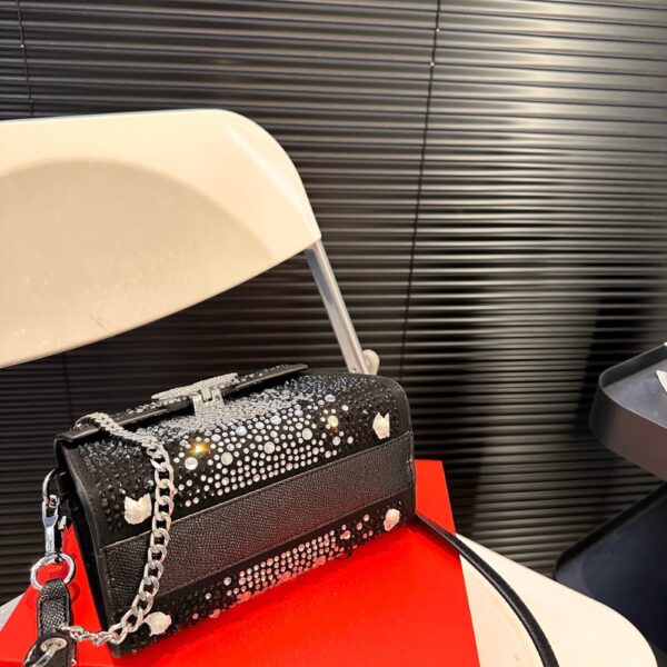 VALENTINO GARAVANI VSLING CRYSTAL EMBELLISHED BAG IN BLACK 19CM - Image 6