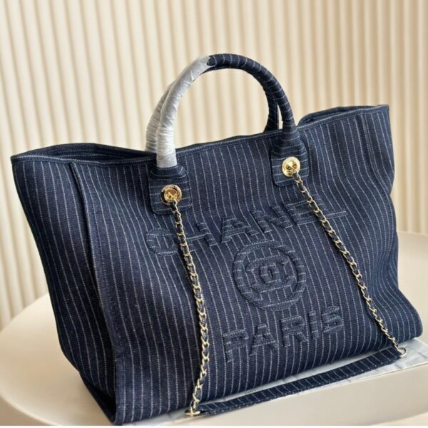 CHANEL SHOPPING BAG DARK BLUE 33CM AS3351 B17399 NZB99 - Image 8