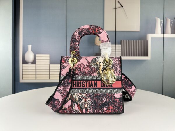 DIOR MEDIUM LADY D LITE BAG PINK MULTICOLOR TOILE DE JOUY VOYAGE EMBROIDERY 24CM M0565OEUPM45E - Image 2
