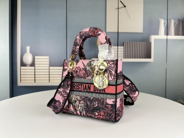 DIOR MEDIUM LADY D LITE BAG PINK MULTICOLOR TOILE DE JOUY VOYAGE EMBROIDERY 24CM M0565OEUPM45E - Image 3