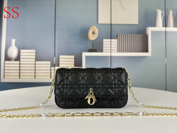 DIOR LADY DIOR PHONE POUCH BLACK 19CM S0977ONMJM900 - Image 2