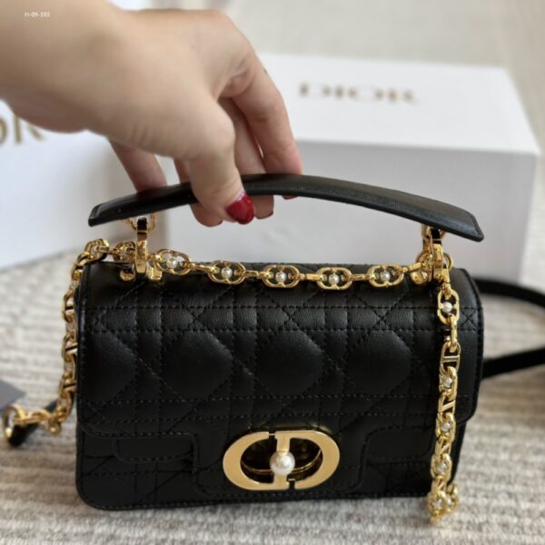 DIOR JOLIE TOP HANDLE BAG MINI CANNAGE LEATHER BLACK 19CM - Image 2