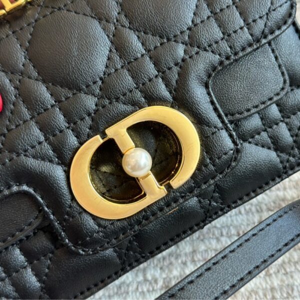 DIOR JOLIE TOP HANDLE BAG MINI CANNAGE LEATHER BLACK 19CM - Image 3