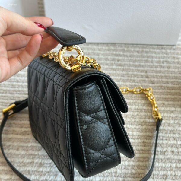 DIOR JOLIE TOP HANDLE BAG MINI CANNAGE LEATHER BLACK 19CM - Image 4
