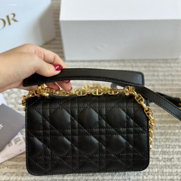 DIOR JOLIE TOP HANDLE BAG MINI CANNAGE LEATHER BLACK 19CM - Image 5
