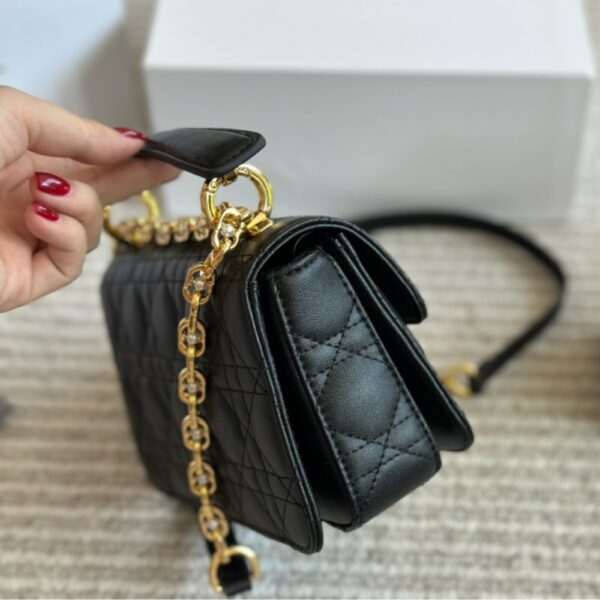 DIOR JOLIE TOP HANDLE BAG MINI CANNAGE LEATHER BLACK 19CM - Image 6