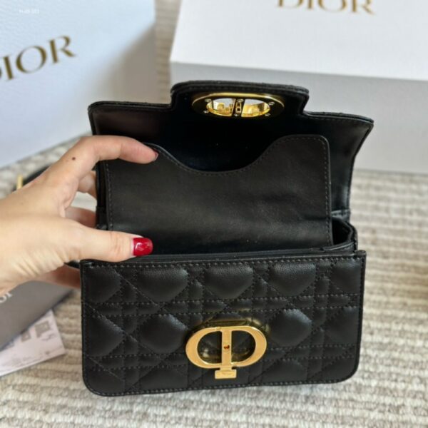 DIOR JOLIE TOP HANDLE BAG MINI CANNAGE LEATHER BLACK 19CM - Image 7