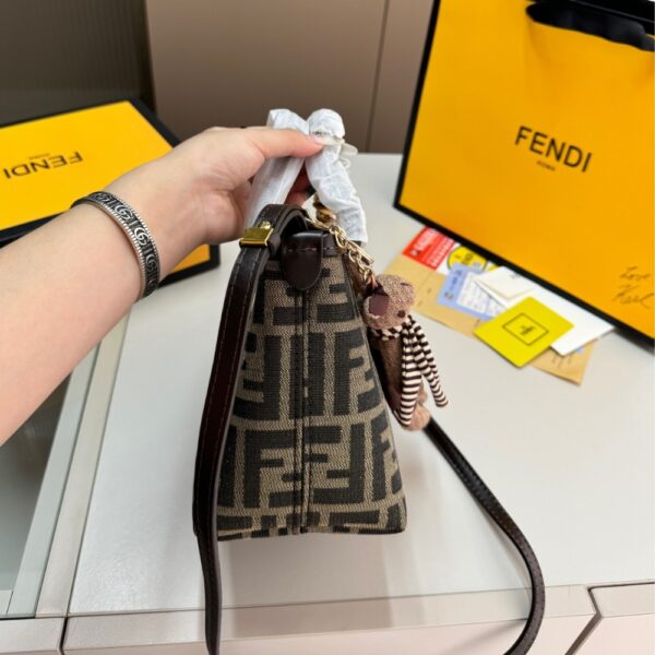 FENDI MINI ROLL FF JACQUARD MINI BAG BROWN 18CM - Image 6