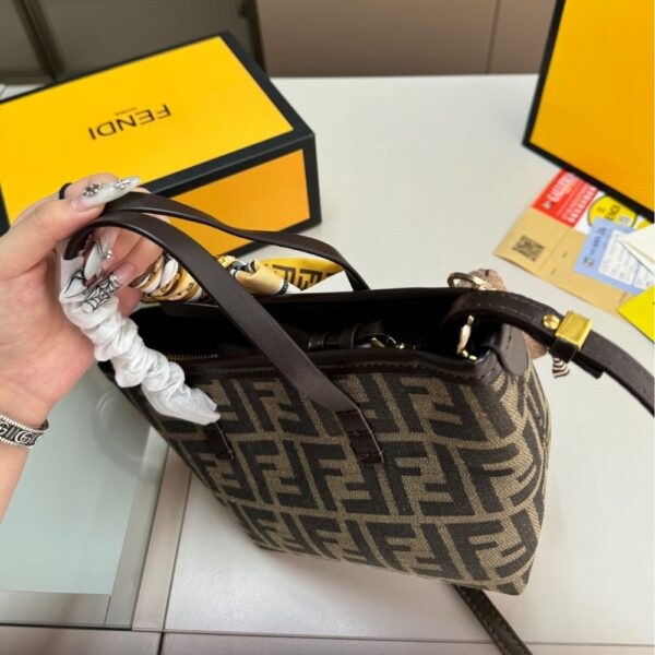 FENDI MINI ROLL FF JACQUARD MINI BAG BROWN 18CM - Image 7