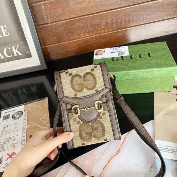 GUCCI HORSEBIT 1955 PHONE BAG MINI JUMBO BAG BEIGE 18CM - Image 2