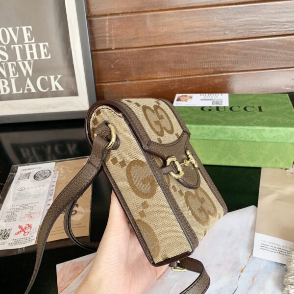 GUCCI HORSEBIT 1955 PHONE BAG MINI JUMBO BAG BEIGE 18CM - Image 5