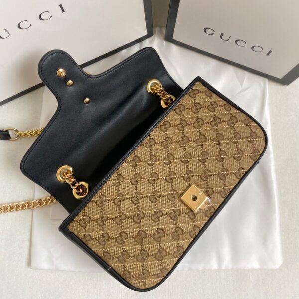 GUCCI GG MARMONT SHOULDER BAG BEIGE BLACK 26CM 443497 HVKEG 9772 - Image 5