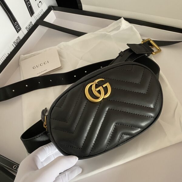 GUCCI GG MARMONT BELT BAG MATELASSE BLACK 18CM - Image 2