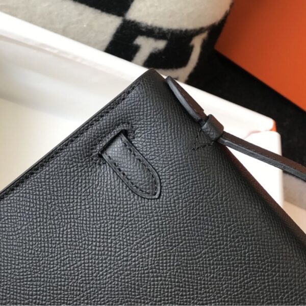 HERMES MINI KELLY POCHETTE GOLD TONED HARDWARE BLACK 22CM - Image 3