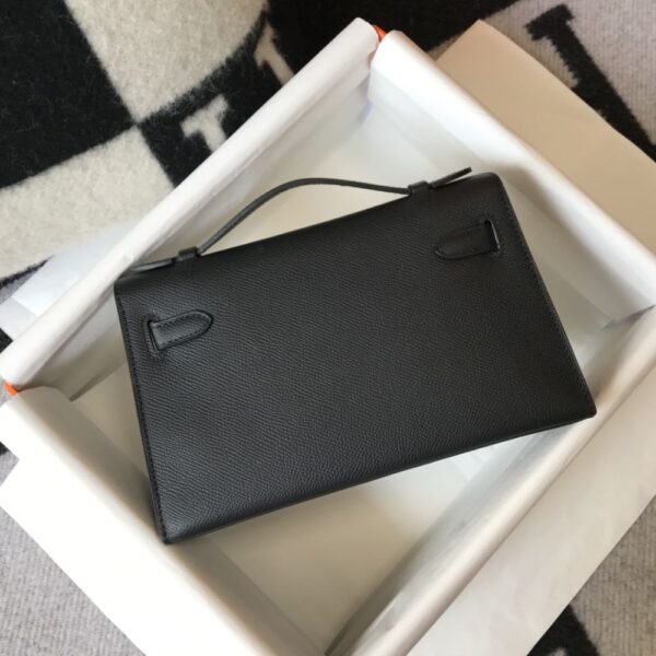 HERMES MINI KELLY POCHETTE GOLD TONED HARDWARE BLACK 22CM - Image 4