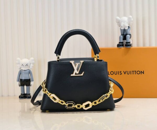 LOUIS VUITTON CAPUCINES BB BAG WITH CHARM BLACK 27CM - Image 2