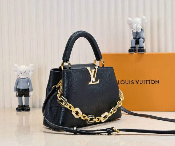 LOUIS VUITTON CAPUCINES BB BAG WITH CHARM BLACK 27CM - Image 3