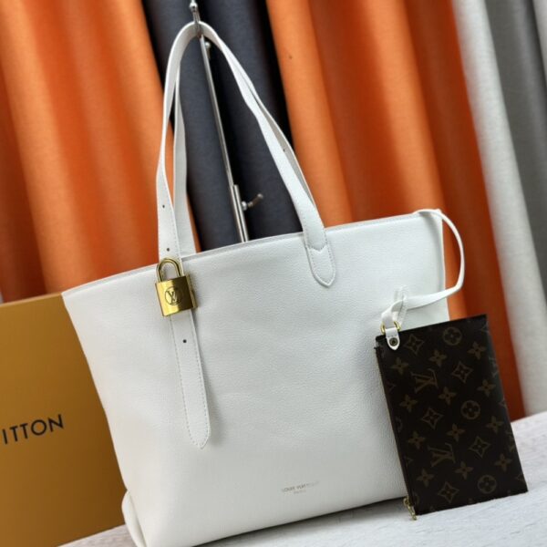LOUIS VUITTON LOW KEY CABAS MM GRAINED LEATHER WHITE 47CM - Image 3