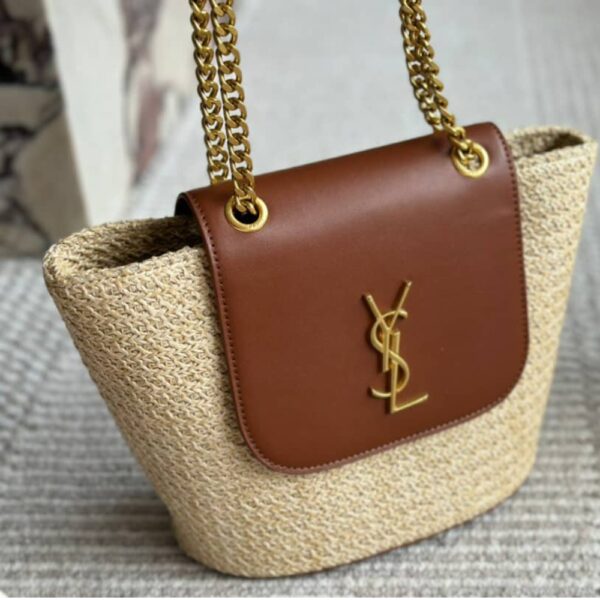 SAINT LAURENT MINI MANON IN RAFFIA AND AGED VEGETABLE TANNED LEATHER NATUREL 23CM 774269GAAED9051 - Image 2