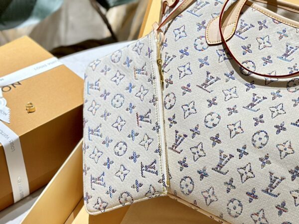 LOUIS VUITTON NEVERFULL MM MONOGRAM JACQUARD FABRIC MULTICOLOR BEIGE 32CM M24905 - Image 6