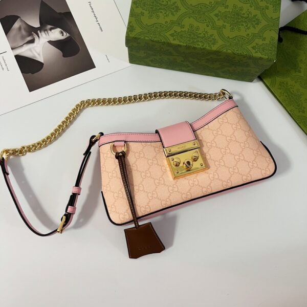 GUCCI PADLOCK SMALL SHOULDER BAG GG SUPREME DUSTY PINK 27CM 811705 FAD3R 6244 - Image 2
