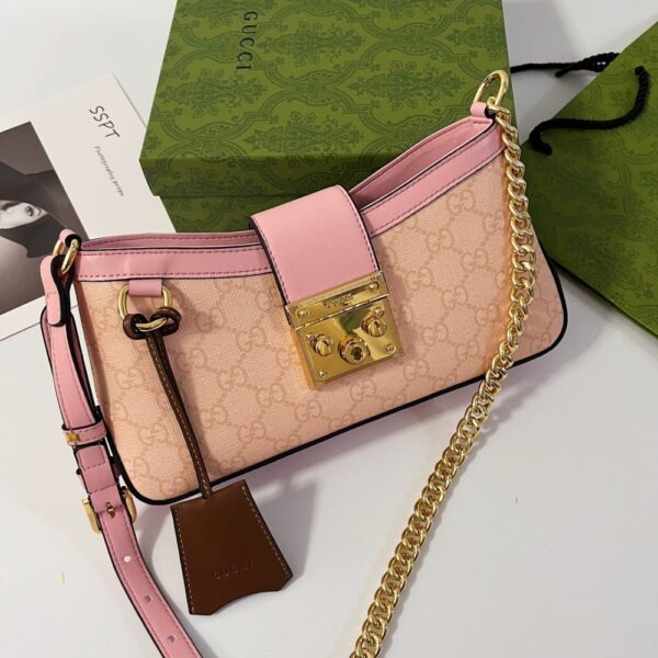 GUCCI PADLOCK SMALL SHOULDER BAG GG SUPREME DUSTY PINK 27CM 811705 FAD3R 6244 - Image 4