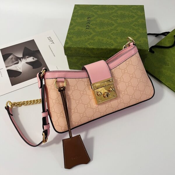 GUCCI PADLOCK SMALL SHOULDER BAG GG SUPREME DUSTY PINK 27CM 811705 FAD3R 6244 - Image 10