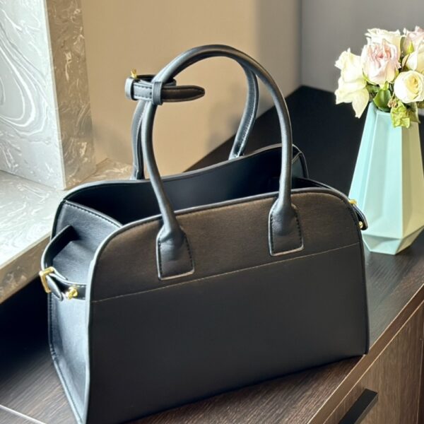PRADA LARGE LEATHER TOTE BAG WITH BUCKLES BLACK 32CM 1BG508 2CYS F0002 V OOO - Image 3