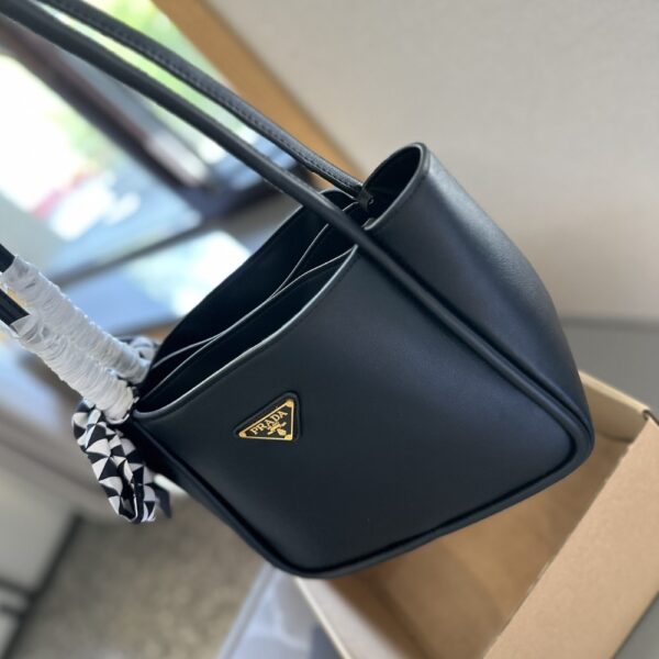 PRADA LEATHER MINI TOTE BAG BLACK 25CM 1BG539 2CYS F0002 V OVO - Image 5