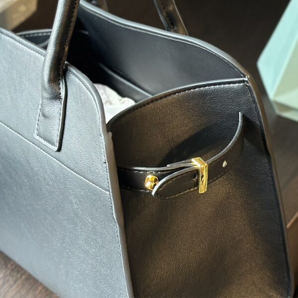 PRADA LARGE LEATHER TOTE BAG WITH BUCKLES BLACK 32CM 1BG508 2CYS F0002 V OOO - Image 9