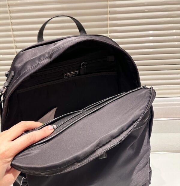 PRADA RE NYLON AND SAFFIANO LEATHER BACKPACK BLACK 43CM 2VZ048 2DMG F0002 - Image 2