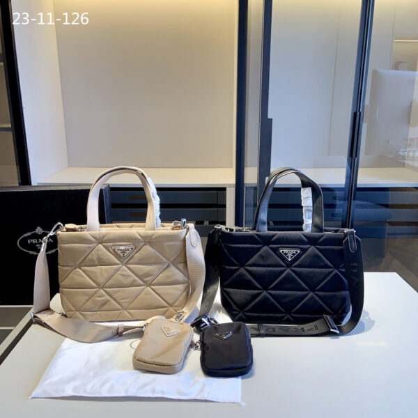 PRADA RE NYLON PADDED TOTE BAG BLACK 23CM 1BG373 RDJN F0002 O1O - Image 3