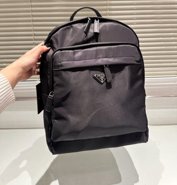 PRADA RE NYLON AND SAFFIANO LEATHER BACKPACK BLACK 43CM 2VZ048 2DMG F0002 - Image 7