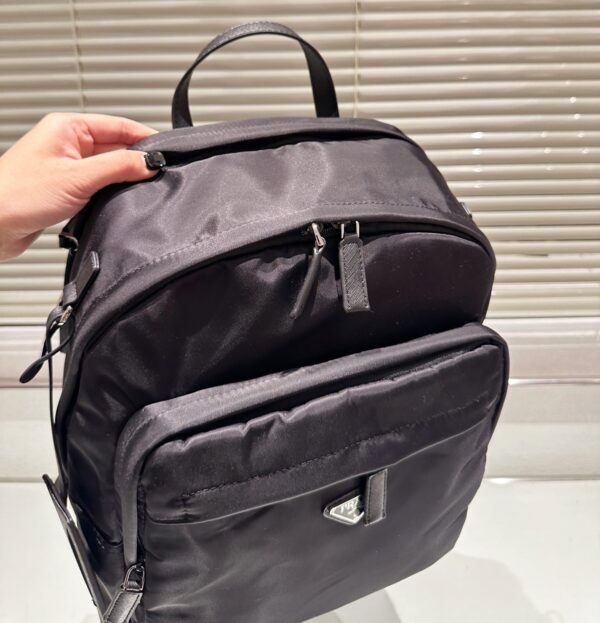 PRADA RE NYLON AND SAFFIANO LEATHER BACKPACK BLACK 43CM 2VZ048 2DMG F0002 - Image 9