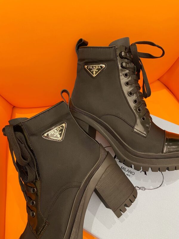 PRADA LOGO PLAQUE ANKLE BOOTS BLACK - Image 2