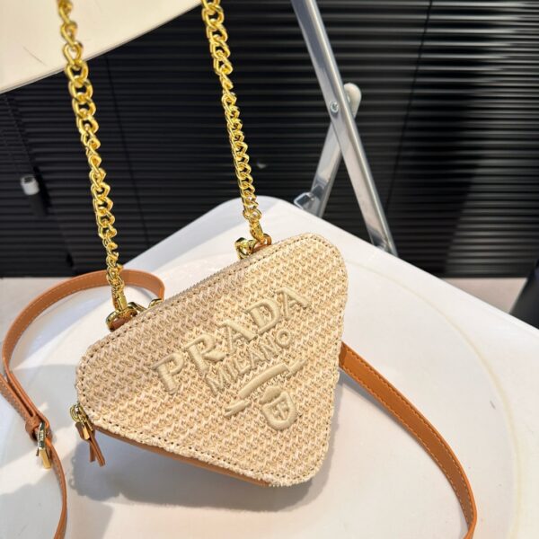 PRADA CROCHET AND LEATHER MINI BAG NATURAL 18CM 1BC543 2A2T F0018 V YUO - Image 2